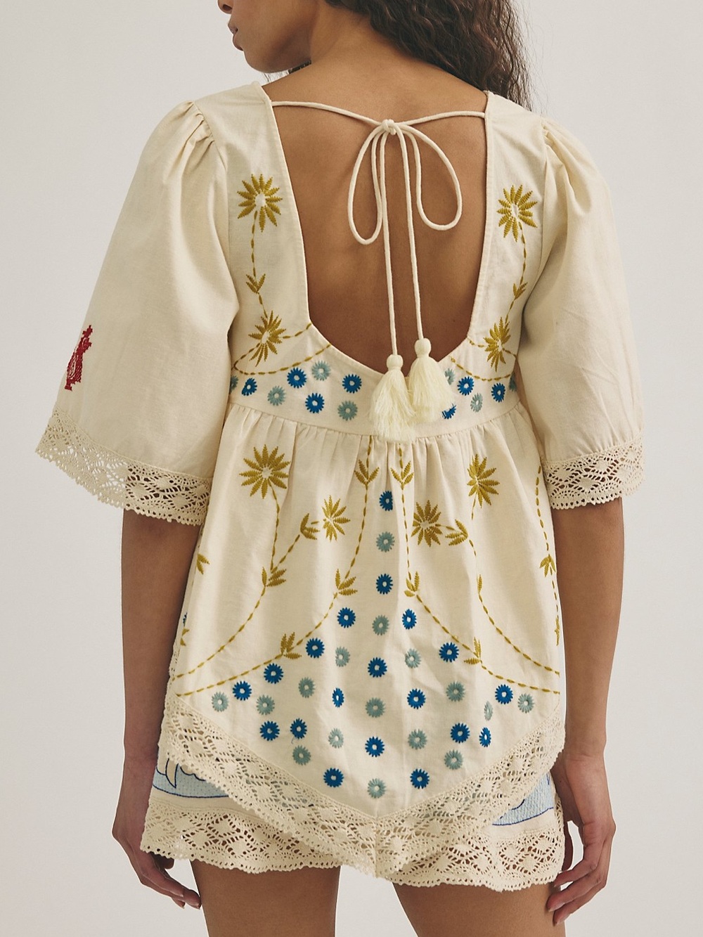Free People Fairytale In The Mossy Forest Babydoll Tunic in Ivory Cream NWT - Picture 2 of 8